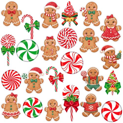Christmas Fridge Magnets Set - Gingerbread Man & Candy Holiday Decor