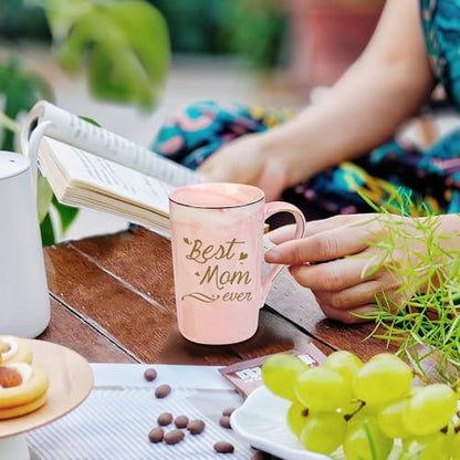 Pink Best Mom Ever Mug - 14 OZ Ceramic Gift for Mom from Daughter Son with Gift Box