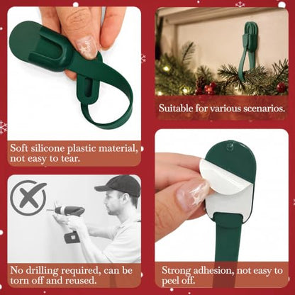 Reusable Adhesive Christmas Garland Hooks - Pack of 8 for Holiday Decorations