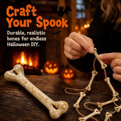 Fake Bones for Halloween Crafts - 20 Plastic Skeleton Props with Drilled Holes