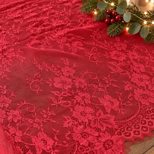 6 Pack Red Lace Table Runners 30x120 Inch for Christmas Holiday Decor