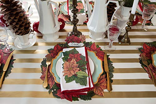 Disposable Christmas Poinsettia Paper Placemats for Dining Table - US Made, 12 Sheets