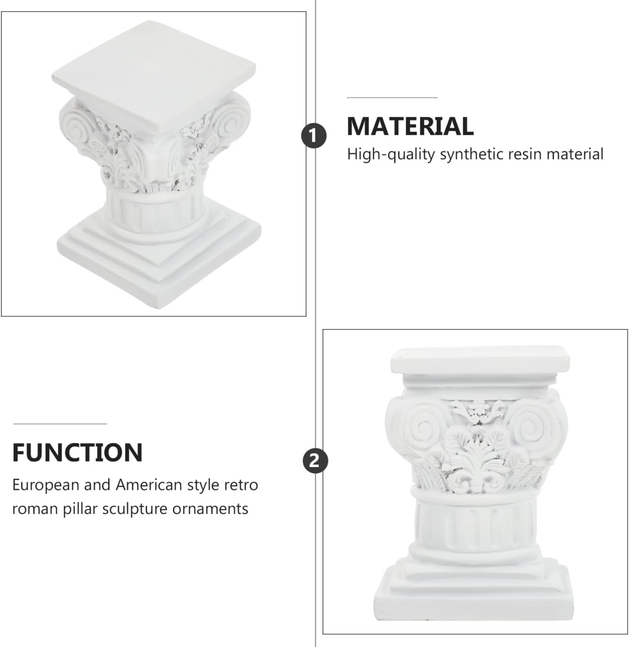 Roman Pillar Statue Decor - Artistic Greek Style Resin Column Sculpture for Home & Garden | 4.52x3.34x3.14 In