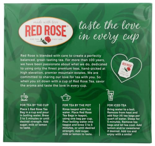 Red Rose Naturally Decaffeinated Tea 48-Count Boxes (Pack of 3)