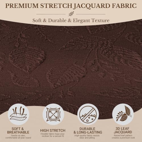 Dark Coffee Recliner Chair Cover 24-33in Stretch Washable 4-Piece Set