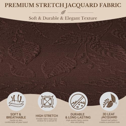 Dark Coffee Recliner Chair Cover 24-33in Stretch Washable 4-Piece Set