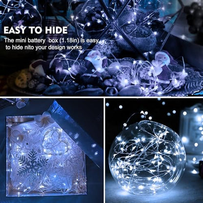 48 Pack Battery Operated LED Fairy String Lights Waterproof 7ft for Home & Party White
