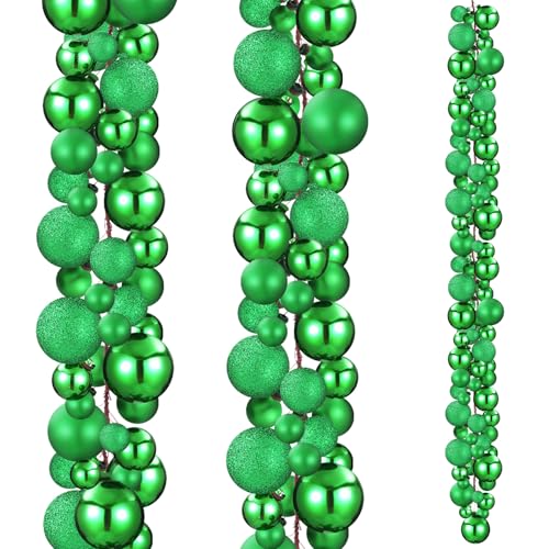 Christmas Ball Ornament Garland - Grass Green 6 ft, 2-Pack