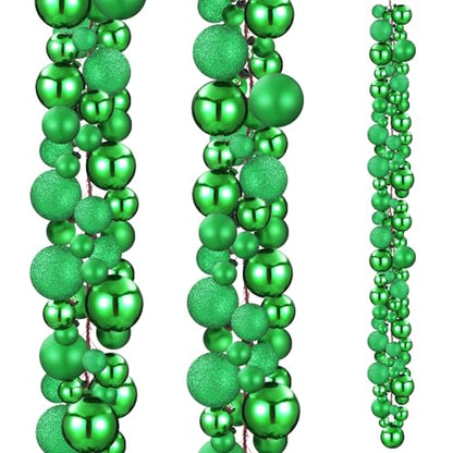 Christmas Ball Ornament Garland - Grass Green 6 ft, 2-Pack
