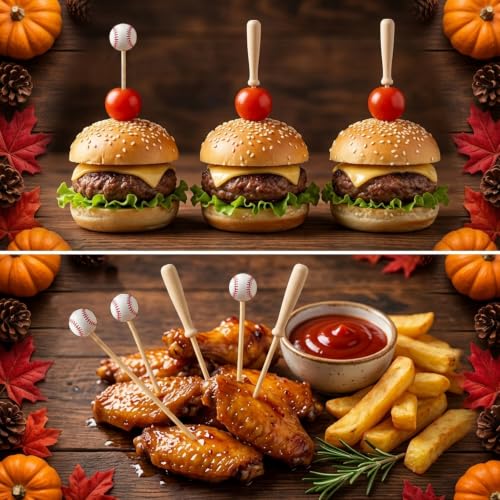 100Pcs Baseball & Bat Cocktail Picks Sport Party Appetizer Toothpicks - Lazyair