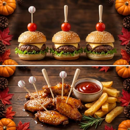 100Pcs Baseball & Bat Cocktail Picks Sport Party Appetizer Toothpicks - Lazyair