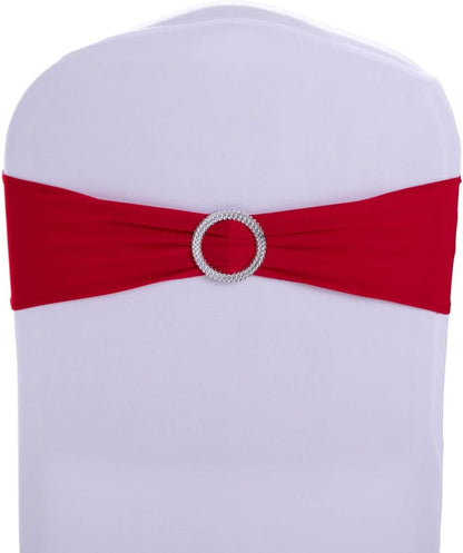 Red Chair Sashes by [Brand Name] - 10 Pack Stretch Spandex Elastic Chair Bows for Weddings & Events