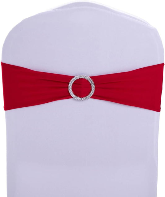 Red Chair Sashes by [Brand Name] - 10 Pack Stretch Spandex Elastic Chair Bows for Weddings & Events