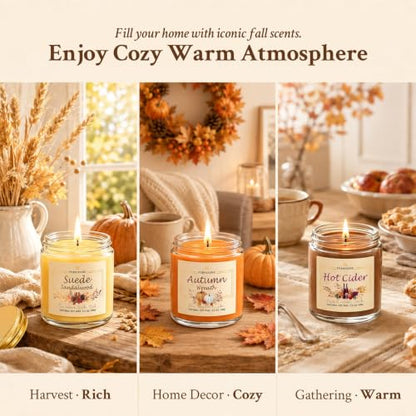 Colorful Fall Scented Candle Set - 6 Pack Autumn Home Fragrance Gift