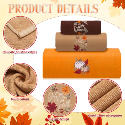 Autumn Harvest Pumpkin Bathroom Towel Set 6 Piece - Fall Decor Cotton