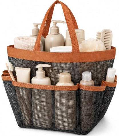 Mesh Shower Caddy for Dorm & Travel - Large 9-Pocket Bathroom Organizer