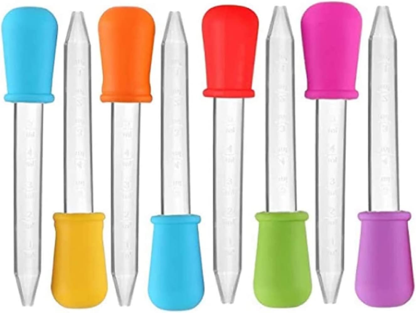 Yiasangly 5ml Liquid Droppers - Clear Silicone & Plastic Pipettes with Bulb Tip | 8 Pack for Kids Candy Molds