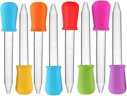 Yiasangly 5ml Liquid Droppers - Clear Silicone & Plastic Pipettes with Bulb Tip | 8 Pack for Kids Candy Molds