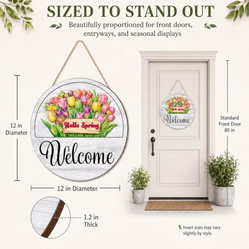 Interchangeable Seasonal Welcome Sign 12 Inch Front Door Decor - Variation 02