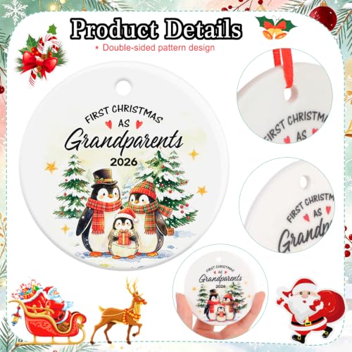 First Christmas as Grandparents Ceramic Ornament with Gift Box - Variation of Grandparents