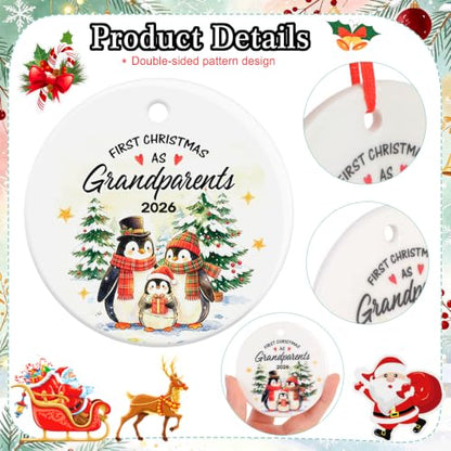 First Christmas as Grandparents Ceramic Ornament with Gift Box - Variation of Grandparents