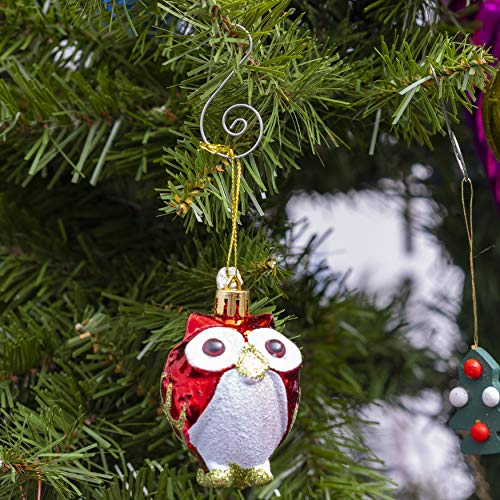 Christmas Owl Ornaments Set - Glitter Animal Tree Decorations, 3 Inches