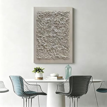 Hand Painted Neutral Toned Abstract Canvas Wall Art 28x40 Inch