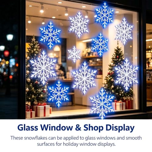 White LED Snowflake Wall Christmas Lights - 12pcs Indoor Holiday Decor
