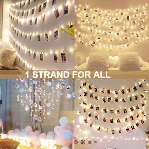 Starry Fairy String Lights with 50 Clips - Warm White, 33FT USB Powered