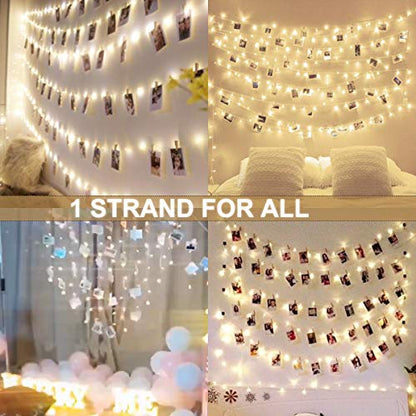 Starry Fairy String Lights with 50 Clips - Warm White, 33FT USB Powered