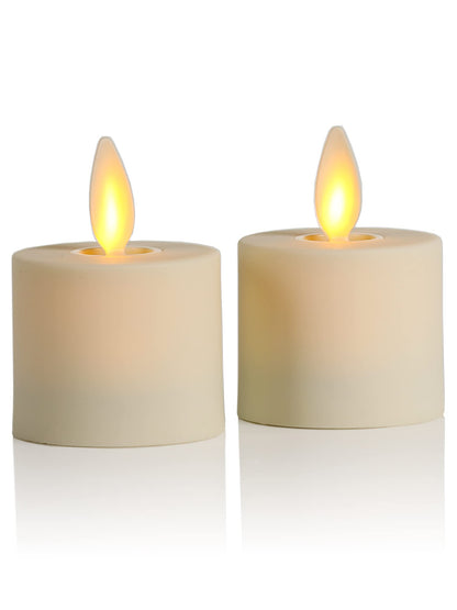 Luminara Flameless LED Tea Light Candle, 1.4" x 2", Pack of 2, Pearl Ivory, Real Flame, Battery Operated w/Remote Timer Function, Paraffin Wax