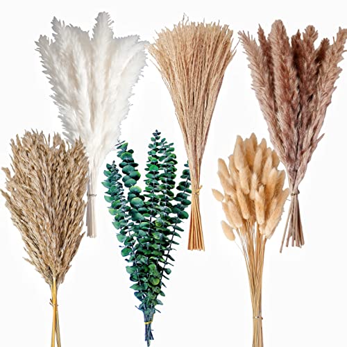 110PCS Boho Pampas Grass Decor Pack - Dried Flowers for Wedding & Party