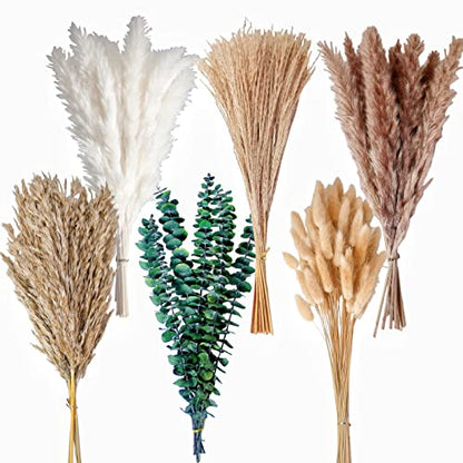 110PCS Boho Pampas Grass Decor Pack - Dried Flowers for Wedding & Party
