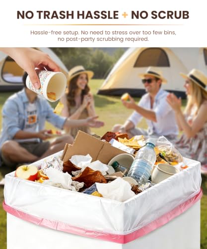30 Gallon Disposable Trash Cans for Parties - Pack of 4, White