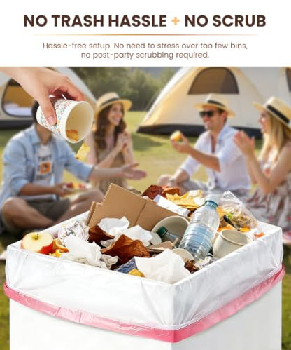30 Gallon Disposable Trash Cans for Parties - Pack of 4, White