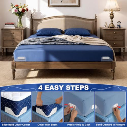 Bed Sheet Holders for Corners - Fitted Sheet Grippers No-Stretch Clips