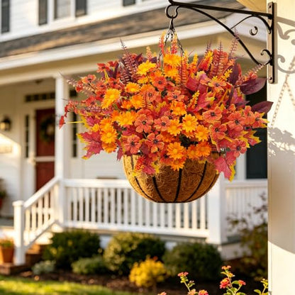 Artificial Fall Flowers Bundle 6 Styles Outdoor UV Resistant Decor - 18 Stems
