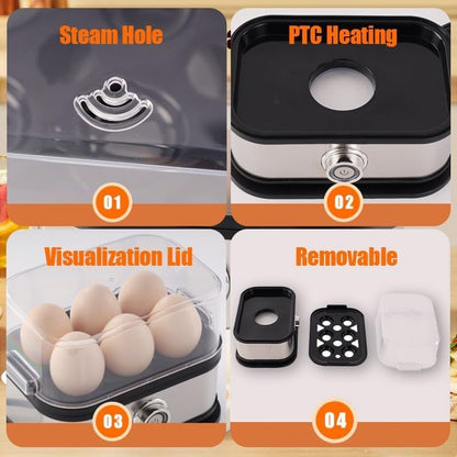 Sunny Side Master Egg Cooker - 6 Egg Capacity Electric Egg Maker | Soft, Medium, Hard Boiled, Poacher, Stainless Steel, BPA Free