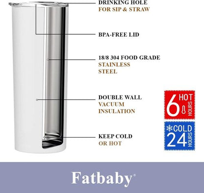 Fatbaby Retirement Gifts for Women,Happy Retirement Travel Tumbler Cup,Retired Gifts for Women Coworker,Vacuum Insulated Stainless Steel Skinny Tumbler With Lid and Straw 20oz