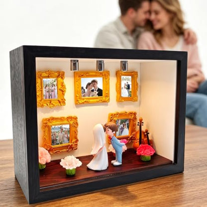 DIY Shadow Box Kit with Mini Frames & LED Lights - Black Variation