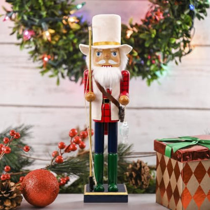 15 Inch Wooden Nutcracker Figurine with Fisherman Theme Christmas Decor