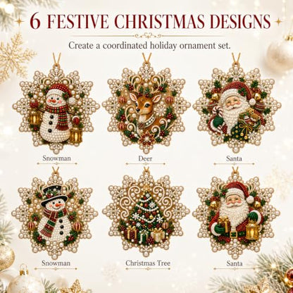 Snowflake Christmas Pearl Art Ornament Kit - DIY Gem Craft for Tree Decor