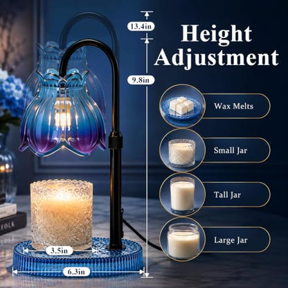 JACCAWS Candle Warmer Lamp with Timer & Dimmer, Adjustable Height - Blue