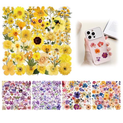 200 Pcs Waterproof Dried Flower Stickers for Scrapbooking & Resin Art