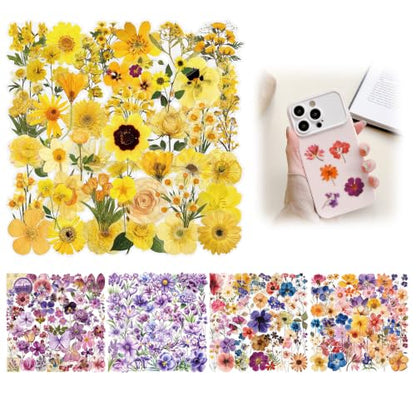 200 Pcs Waterproof Dried Flower Stickers for Scrapbooking & Resin Art