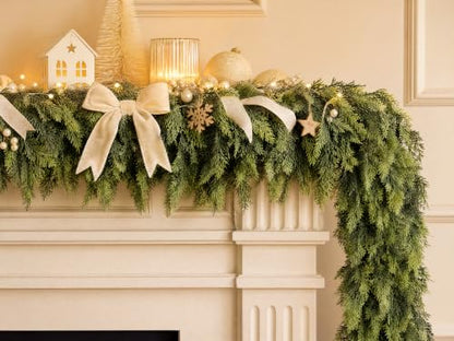 2-Pack 9FT Full Lush Cedar Garland - Indoor & Outdoor Holiday Decor Variation 2