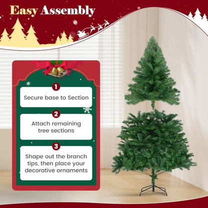 Pre-Lit Artificial Christmas Tree 4.5Ft Multicolor Green with Warm Glow Lights