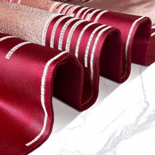 Red Gold Modern Abstract Geometric Table Runner 13 x 72 Inches with Tassels