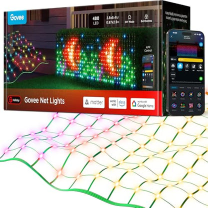 Govee Outdoor Net Lights 2.8×9.4ft RGBIC DIY Scene Effects Waterproof