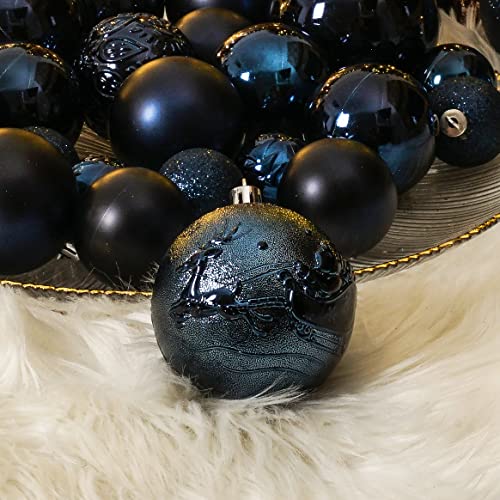 Dark Blue Christmas Ball Ornaments Set - 41 Shatterproof Holiday Decorations